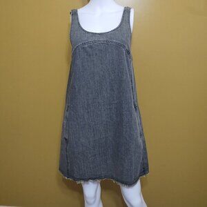 NWT Natural Life Black Lightwash Denim Distressed Hem Tank Mini Dress S Boho Y2K